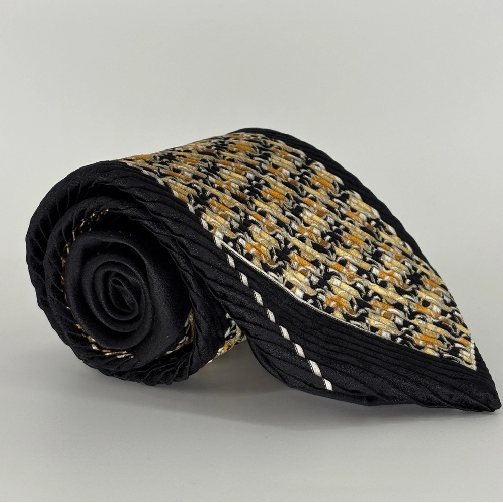 VITALIANO PANCALDI PLEATED SILK Tie Limited Edition Made In Italy Bold Luxury